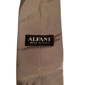 Alfani Mens Silk Necktie Solid Grey Made in Italy Formal‎ Business Tie